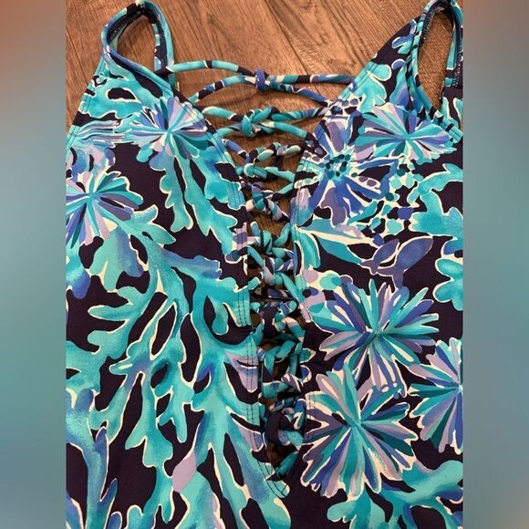 Lilly Pulitzer Blue Floral One Piece Swimsuit - Picture 7 of 7